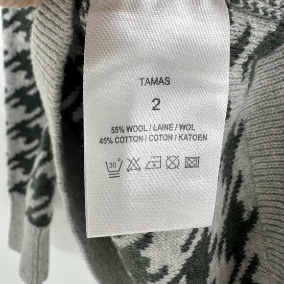 Morley Houndstooth Plaid Tamas Mirage Pullover Sweater 2 Boys Wool Cotton Green - Picture 7 of 7